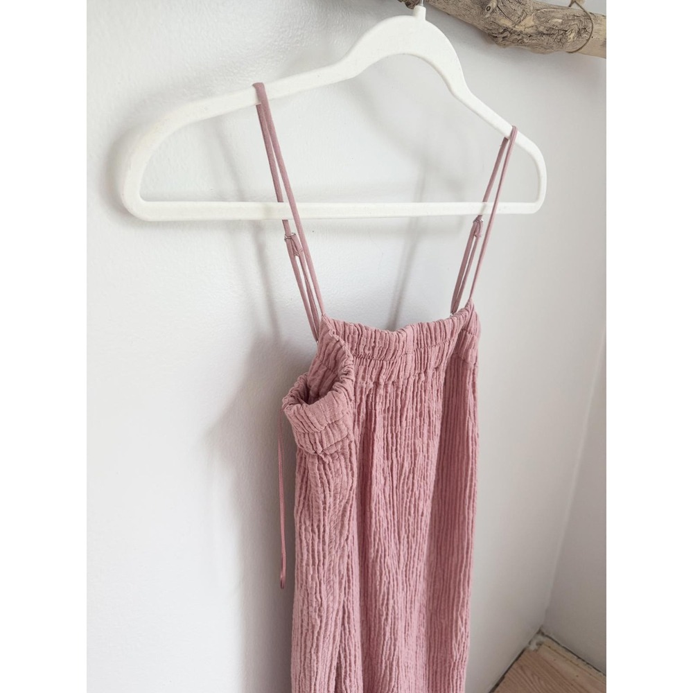 Zara Mauve Pink Textured Spaghetti-Strap Jumpsuit